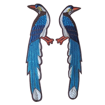 SYMÆRKER fugle par blå 23,5x9 cm